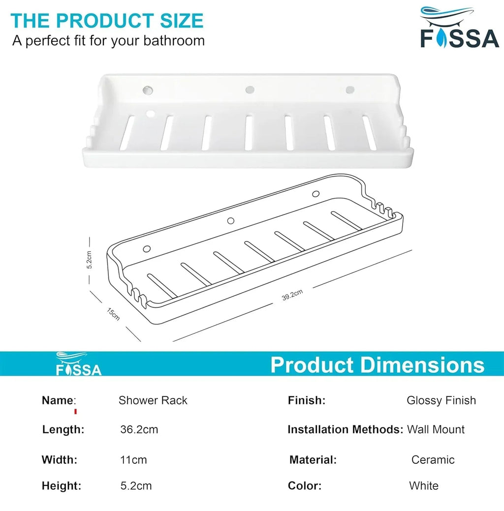Glossy white ceramic wall-mounted bathroom shelf rack for organizing daily toiletries and cosmetics. — view 2