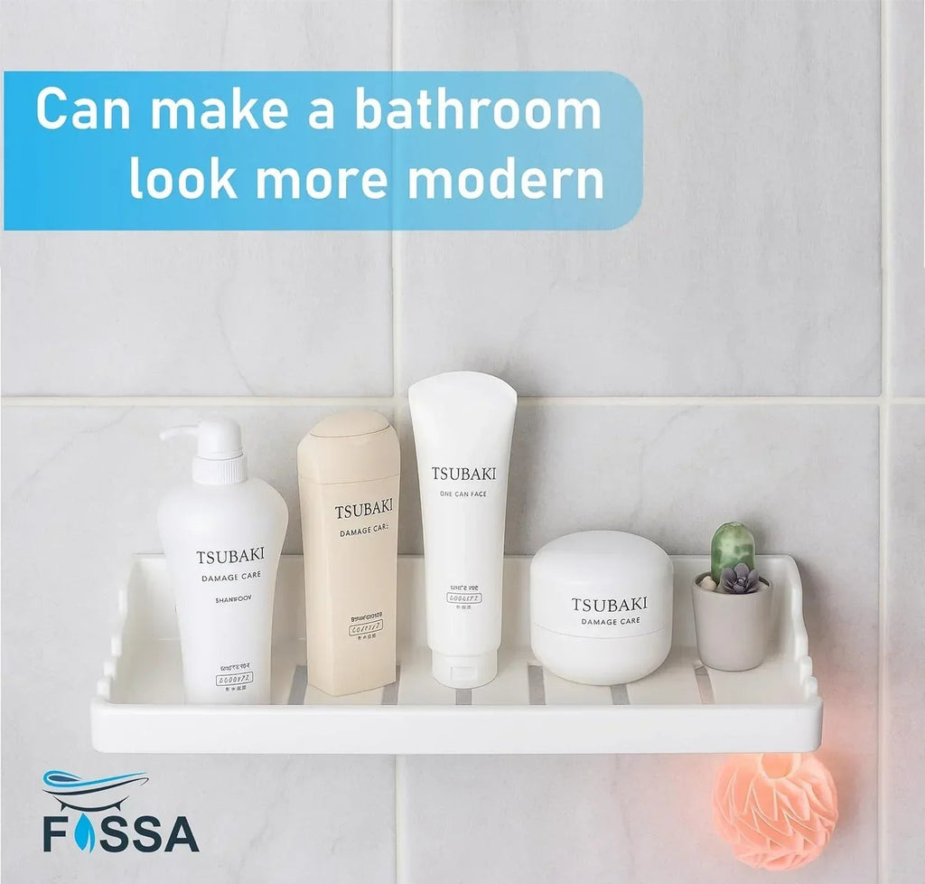 Glossy white ceramic wall-mounted bathroom shelf rack for organizing daily toiletries and cosmetics. — view 5