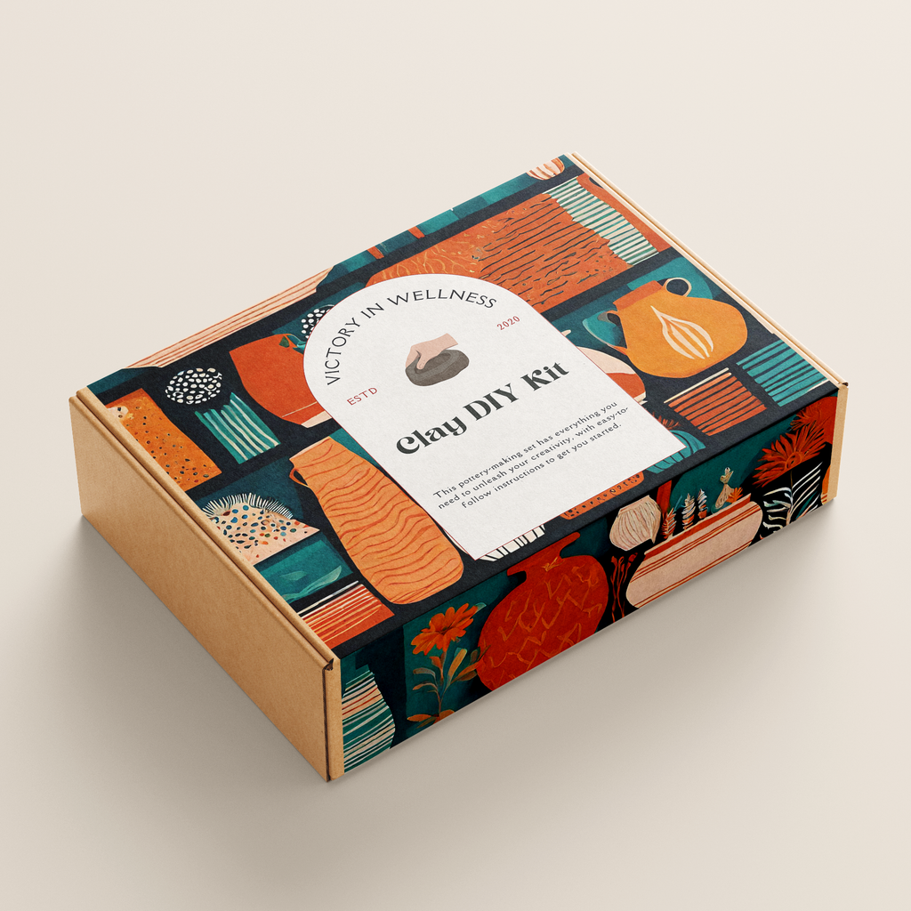 Complete DIY clay craft kit with air dry clay wooden modelling tools and instruction booklet — view 2
