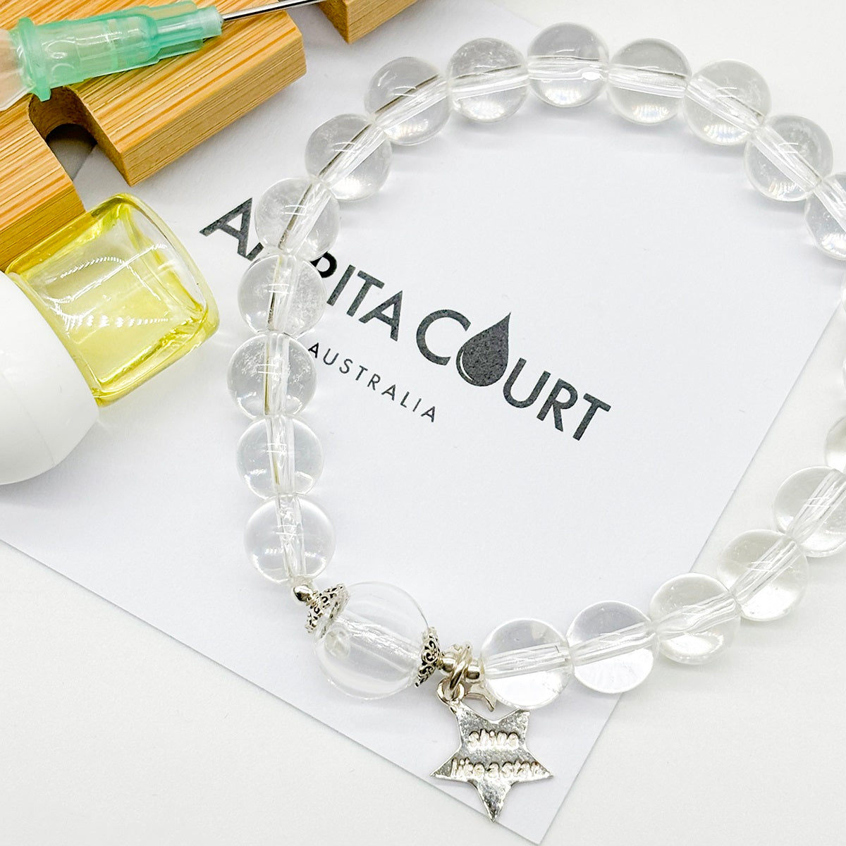 Sterling Silver Crystal Aroma Bracelet - Clear Quartz | Energy & Healing | Diffuser Jewellery | Gift for her-0