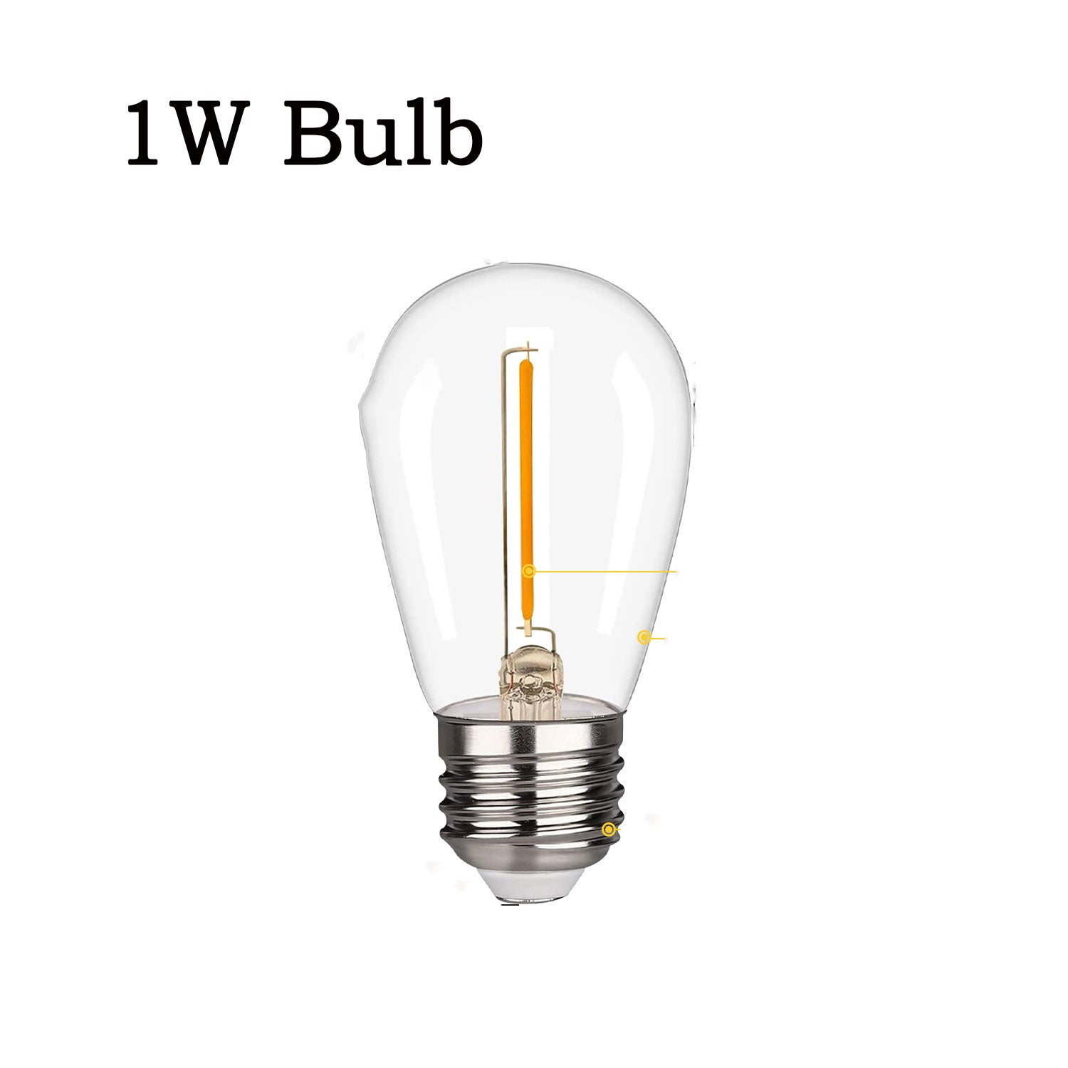 S14 shatterproof LED bulb with standard E27 base for waterproof outdoor string lighting and patios