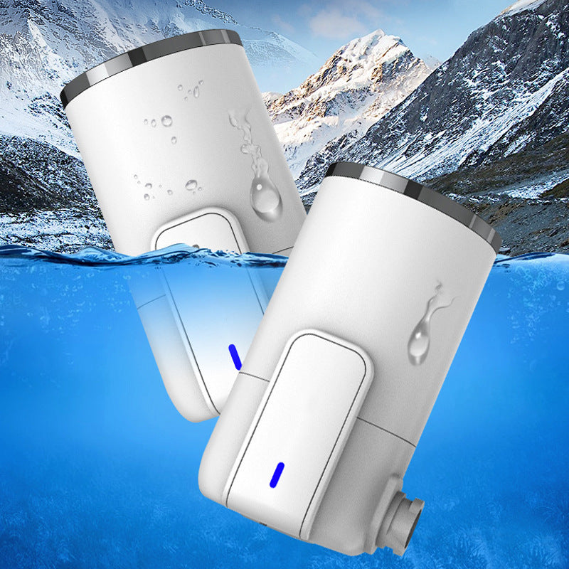 White ABS kitchen faucet water purifier attached to a metal sink tap for clean drinking water — view 3