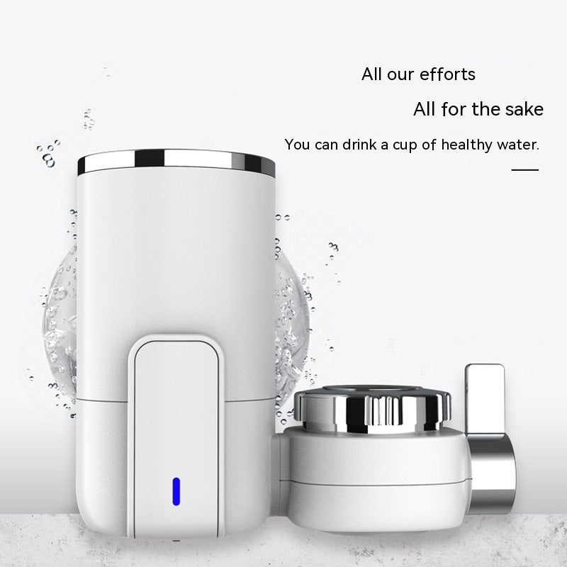 White ABS kitchen faucet water purifier attached to a metal sink tap for clean drinking water — view 5