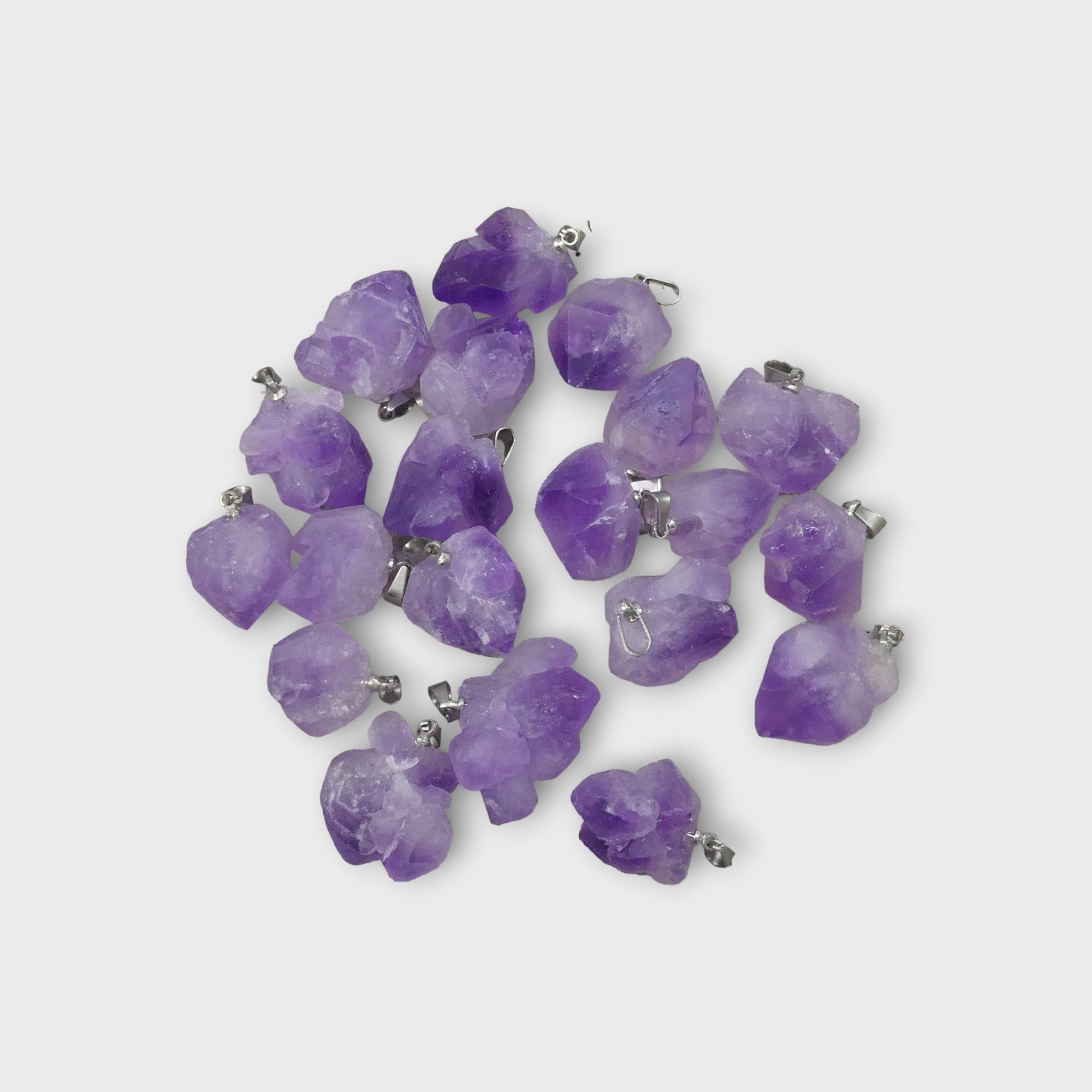 Raw purple amethyst rough cluster point pendant, a natural gemstone jewelry piece for healing — view 4