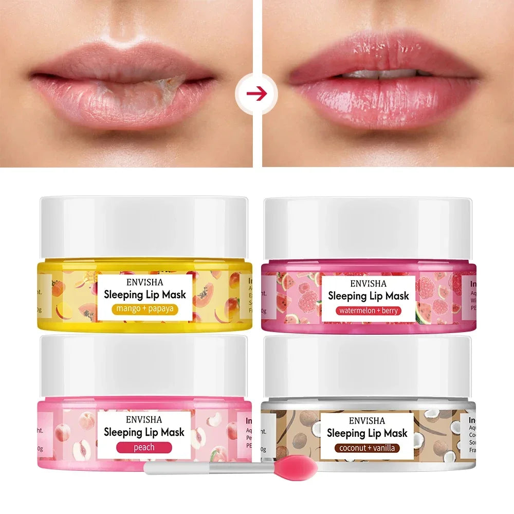 Coconut lip sleep mask in small jar with applicator brush for overnight moisturizing treatment — view 2