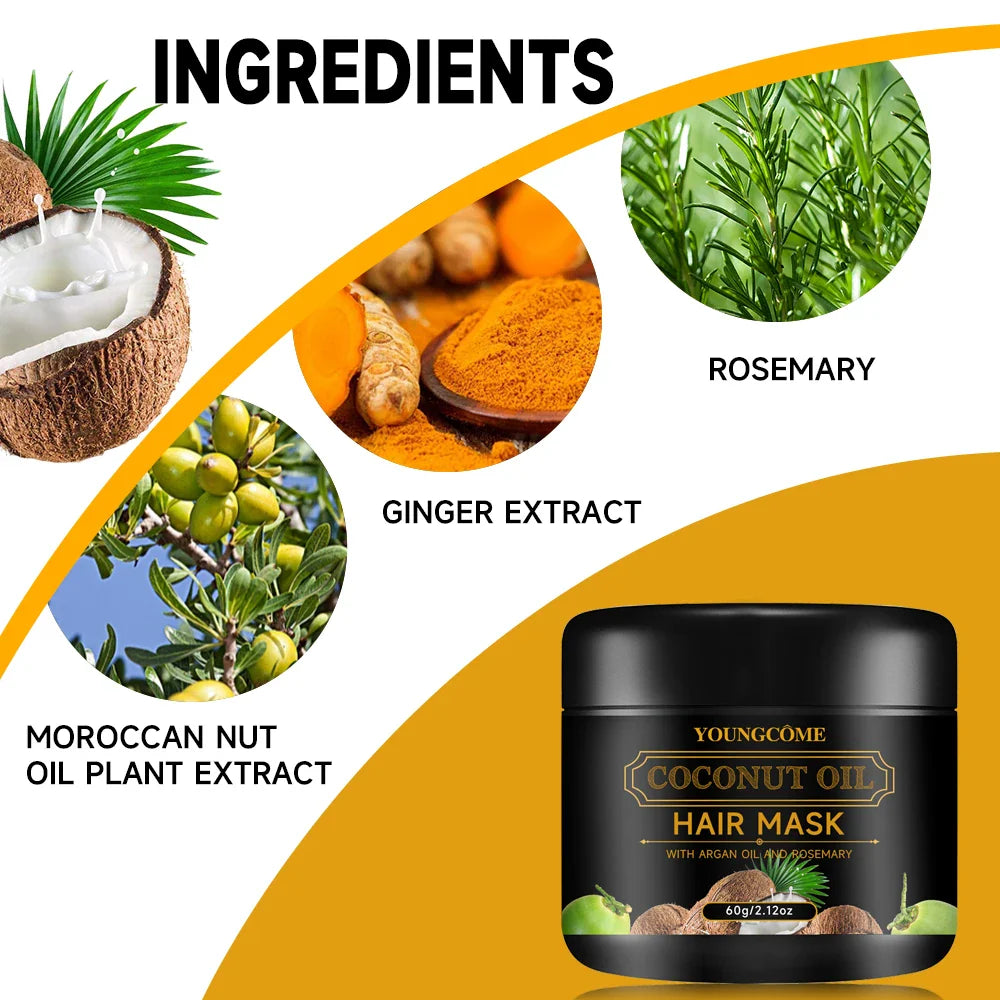 Coconut oil hair mask cream in a jar infused with rosemary and ginger extracts — view 3
