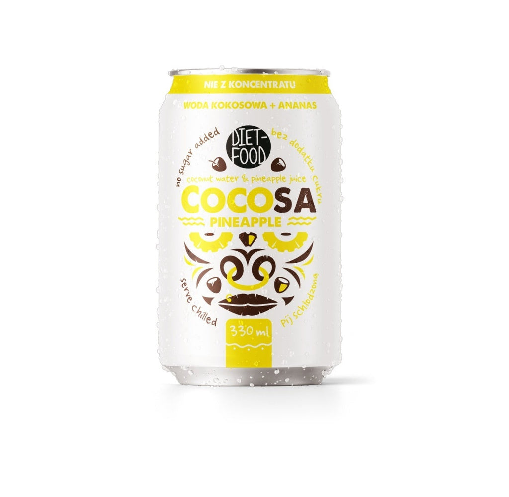 Cocosa coconut water with pineapple juice in a 330ml carton, tropical natural isotonic hydration beverage