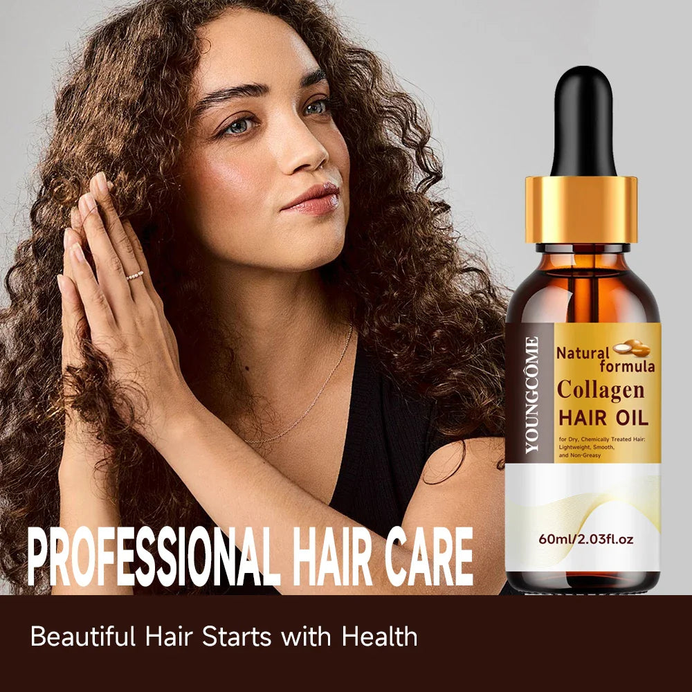 Collagen keratin hair mask and hair oil set in sleek cosmetic packaging for deep repair. — view 3