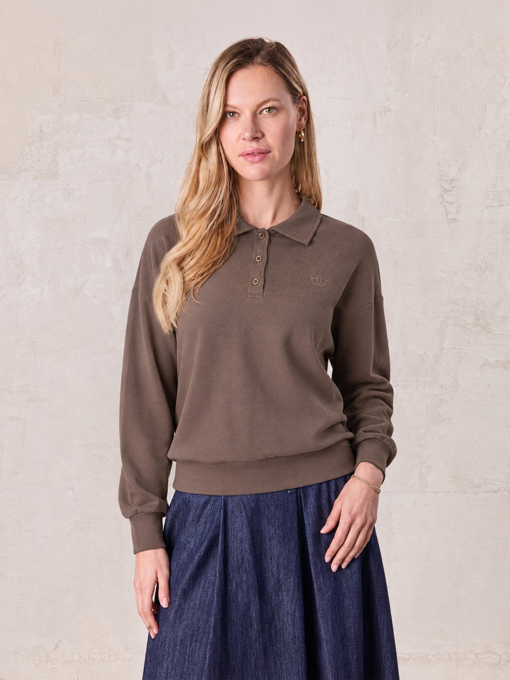 Collared Bomber Tee-Taupe-0
