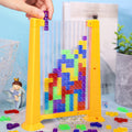 Colorful 3D tangram puzzle board game in bright geometric ABS blocks for educational kids play