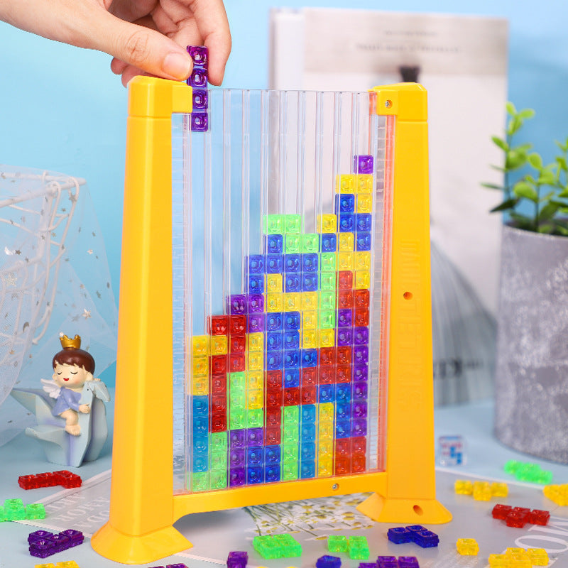 Colorful 3D tangram puzzle board game in bright geometric ABS blocks for educational kids play