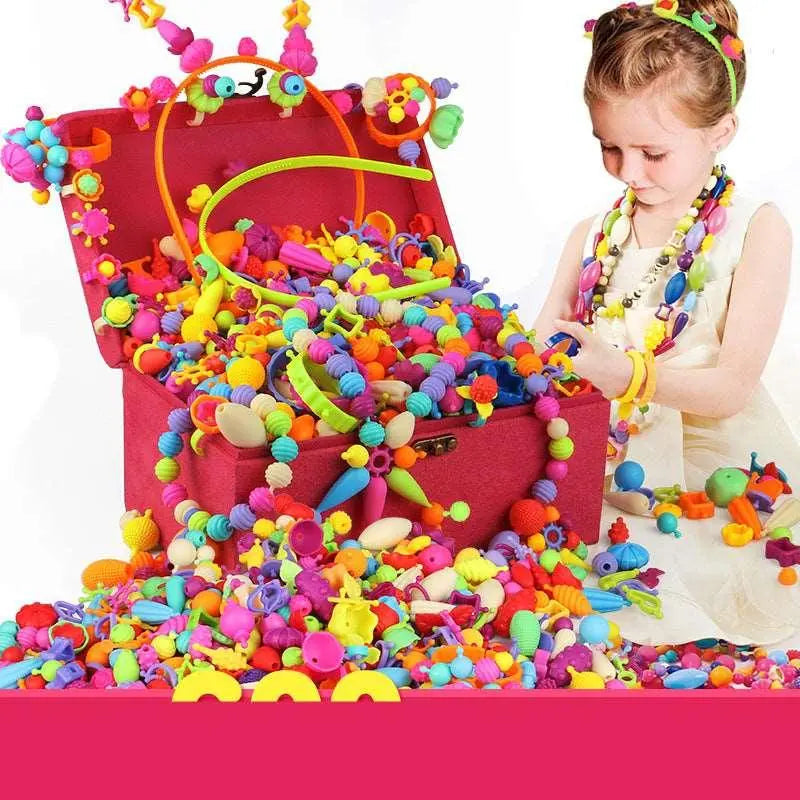 Colorful DIY bead craft kit with 600 vibrant plastic pieces in a clear storage box — view 5