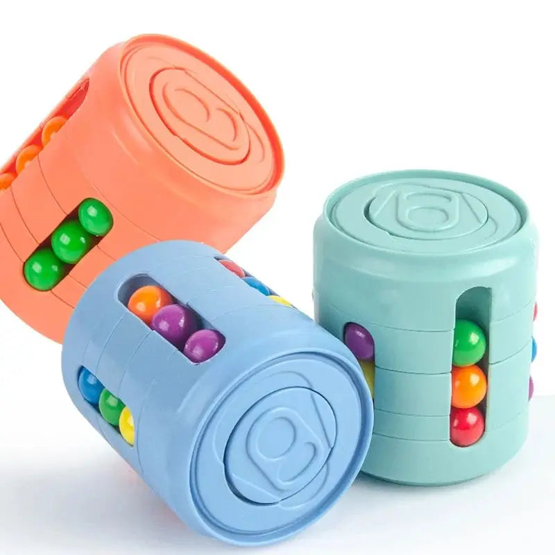 Colorful fidget spinner stress relief tool with integrated gyro cubes in vibrant ABS plastic.