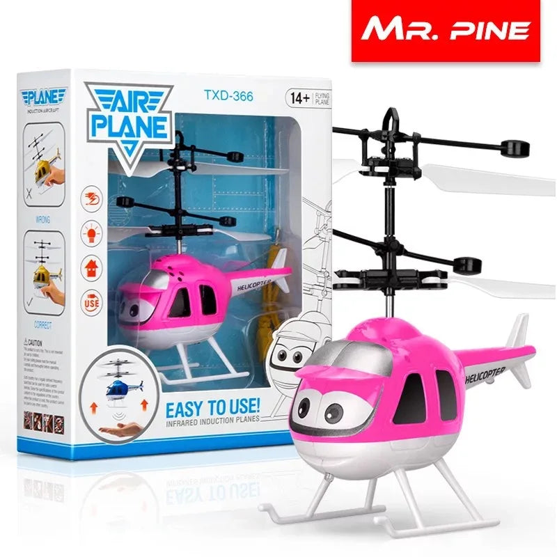 Colorful LED flying RC helicopter toy with induction sensor and flashing lights for kids. — view 2