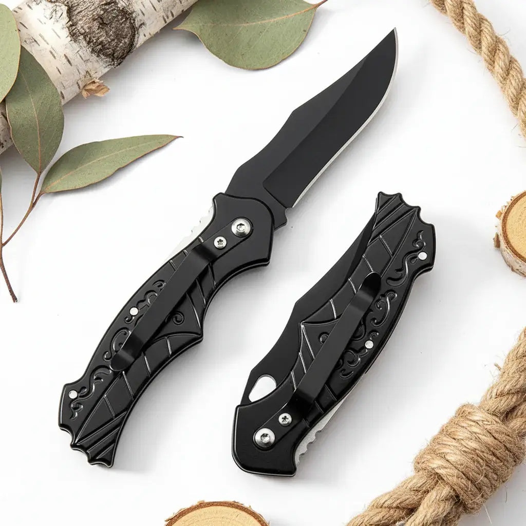Compact folding pocket knife with a stainless steel blade and ergonomic non-slip grip handle