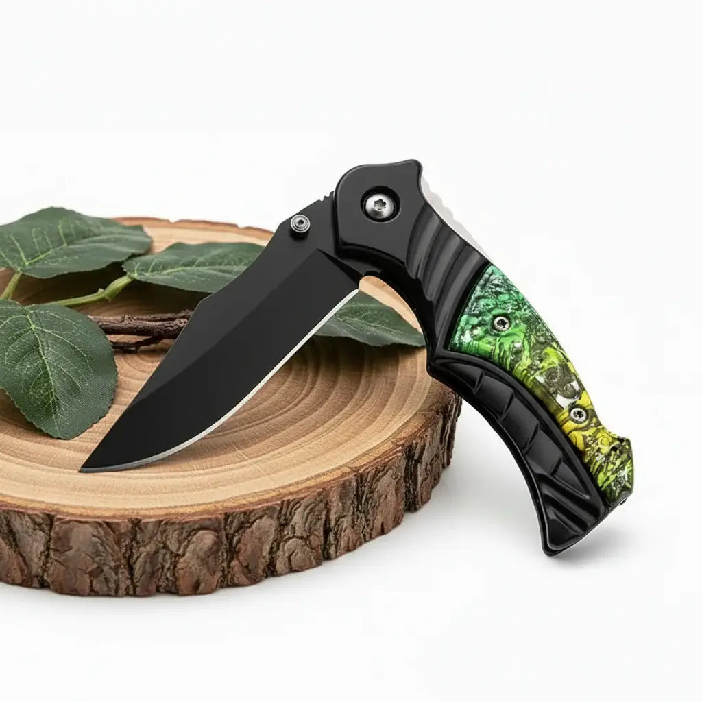 Compact folding pocket knife with a stainless steel blade and ergonomic non-slip grip handle — view 2