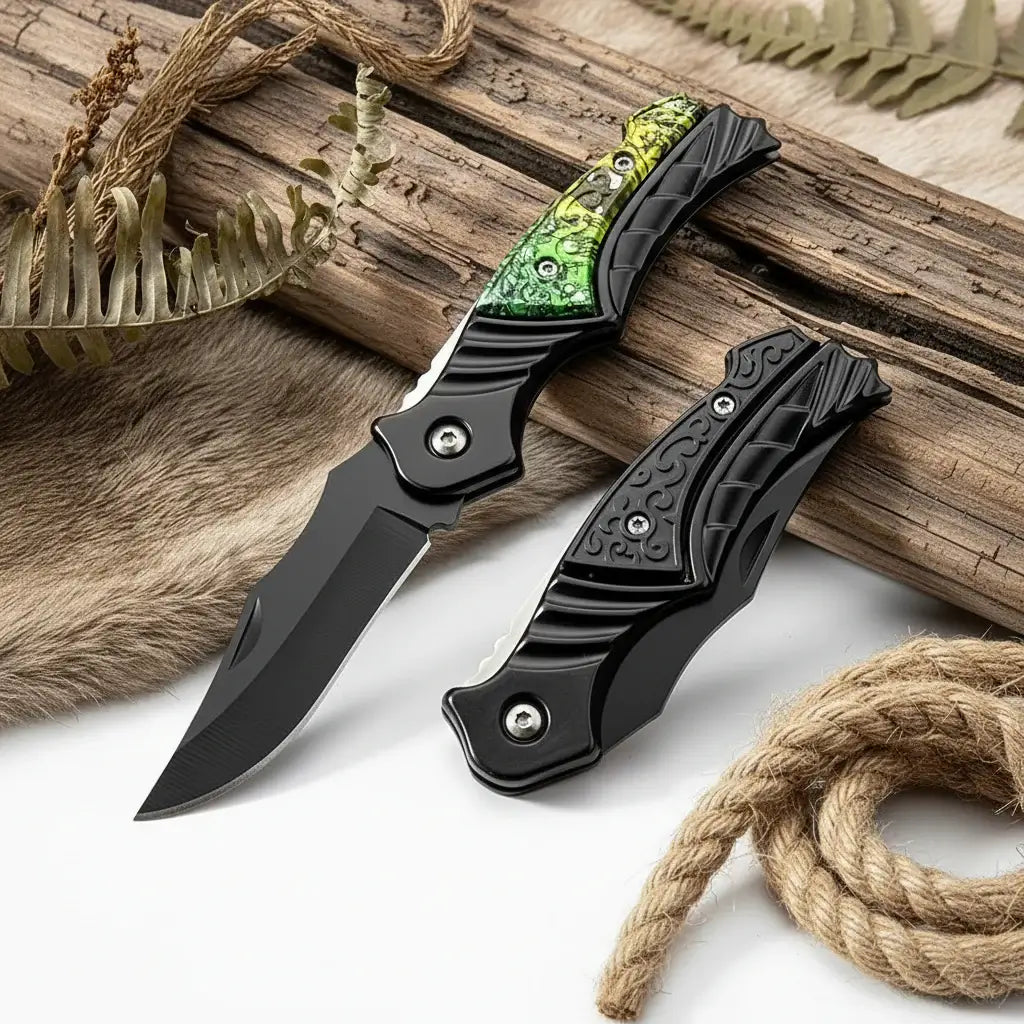 Compact folding pocket knife with a stainless steel blade and ergonomic non-slip grip handle — view 3