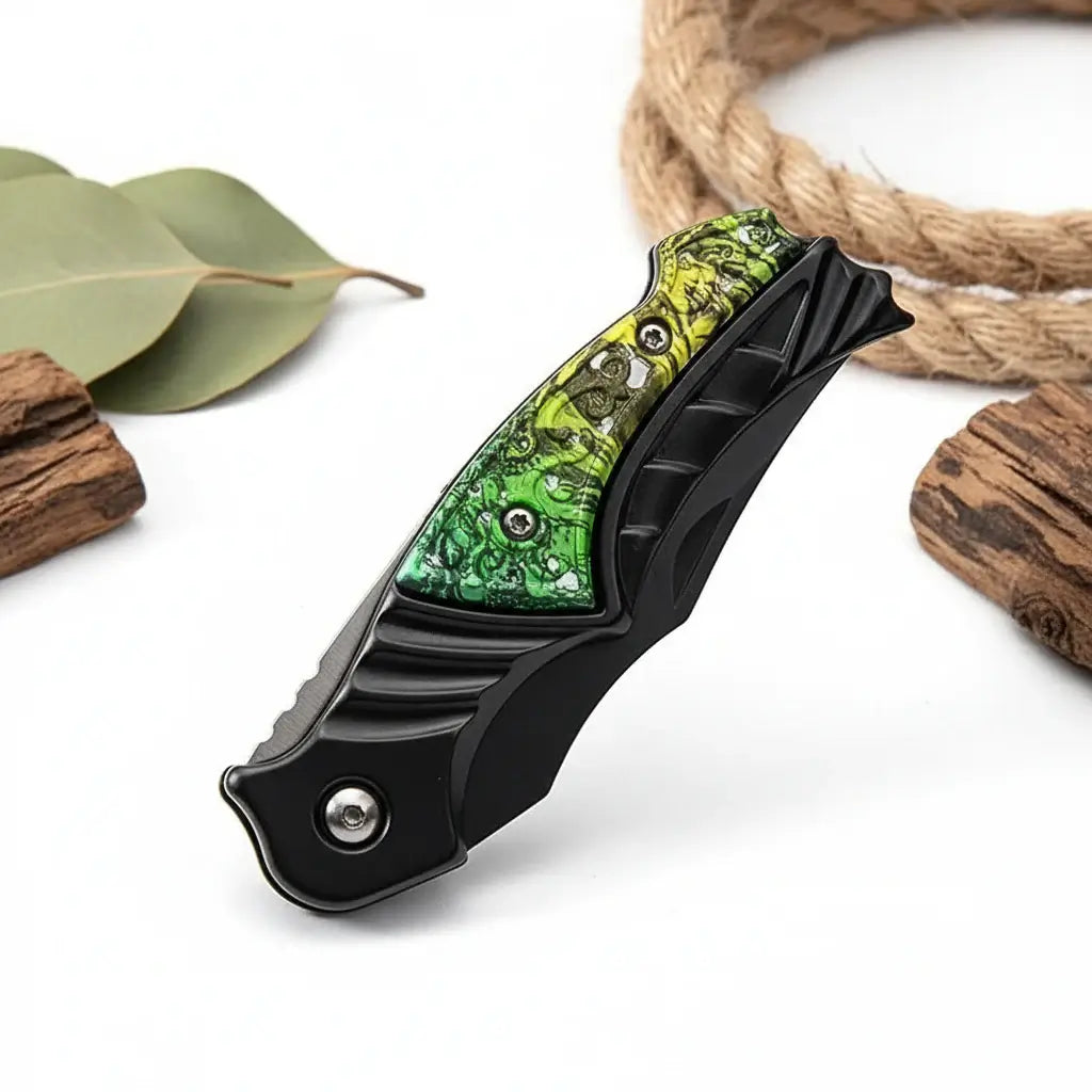 Compact folding pocket knife with a stainless steel blade and ergonomic non-slip grip handle — view 5