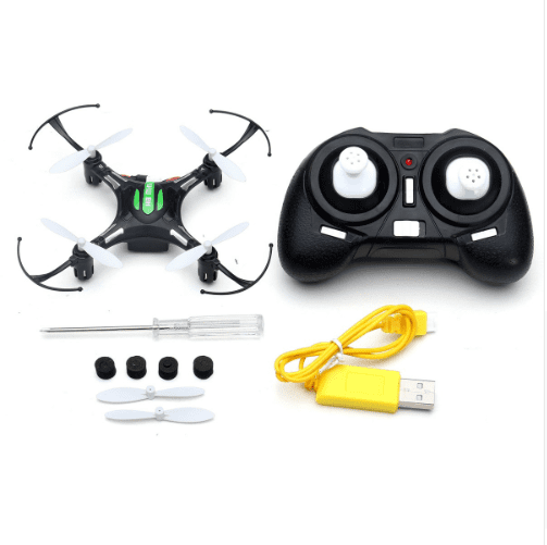 Compact mini quadcopter drone featuring a lightweight portable four axis design for outdoor flights