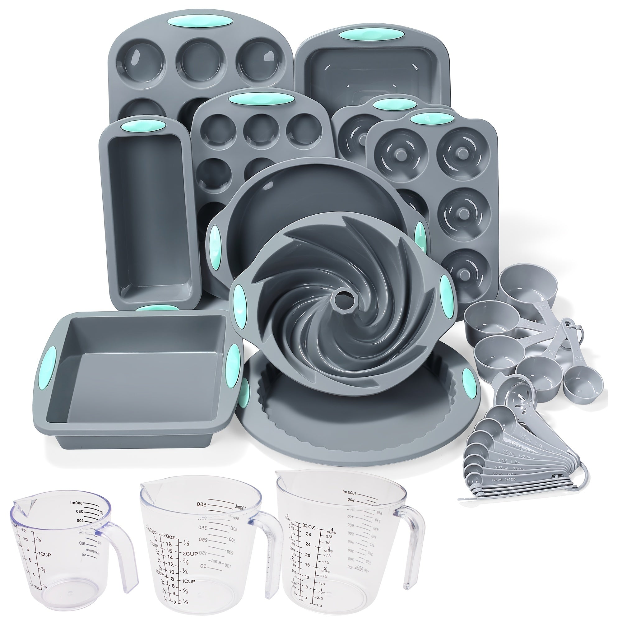 45-piece complete silicone baking set featuring non-stick pans measuring cups and kitchen utensils — view 2