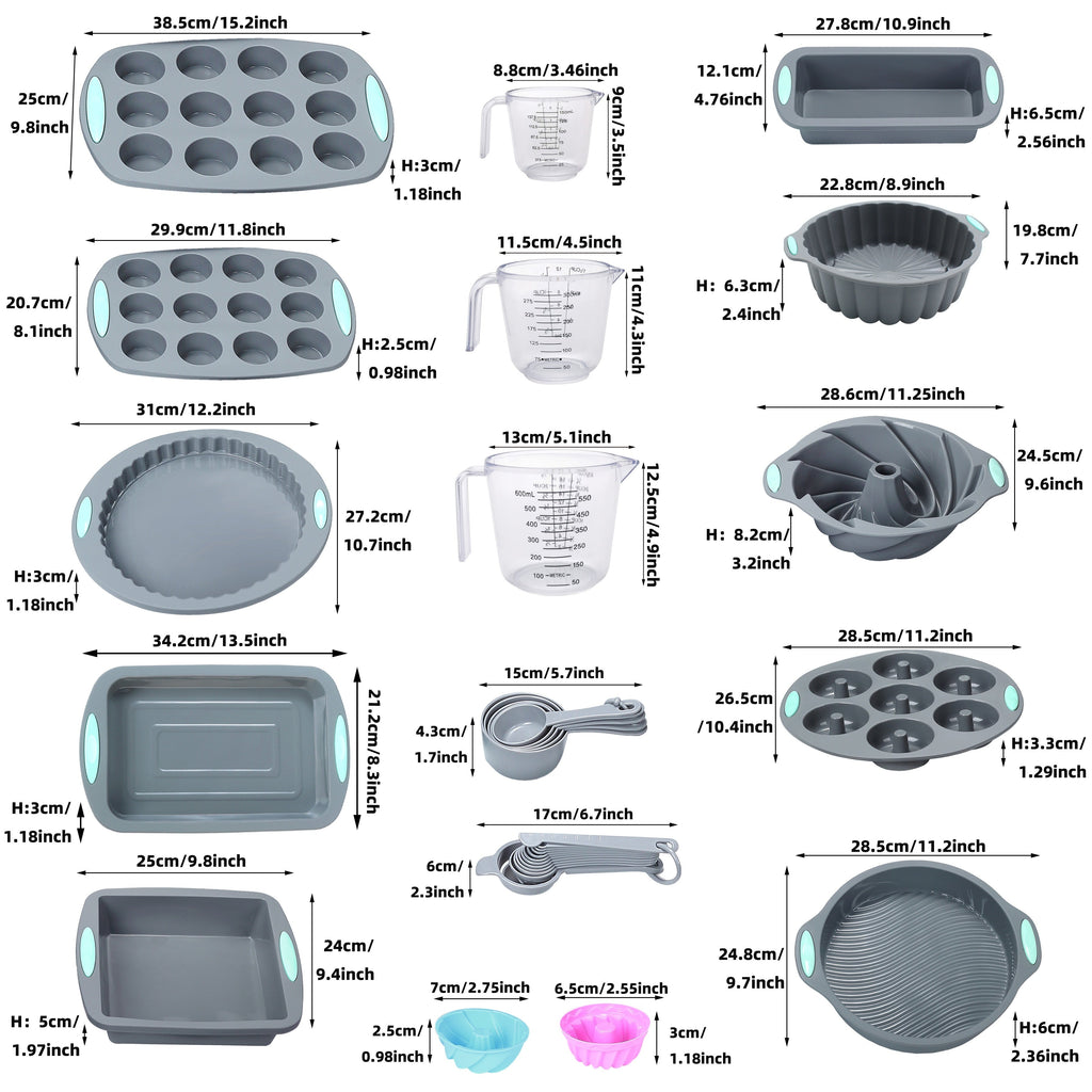 45-piece complete silicone baking set featuring non-stick pans measuring cups and kitchen utensils — view 4