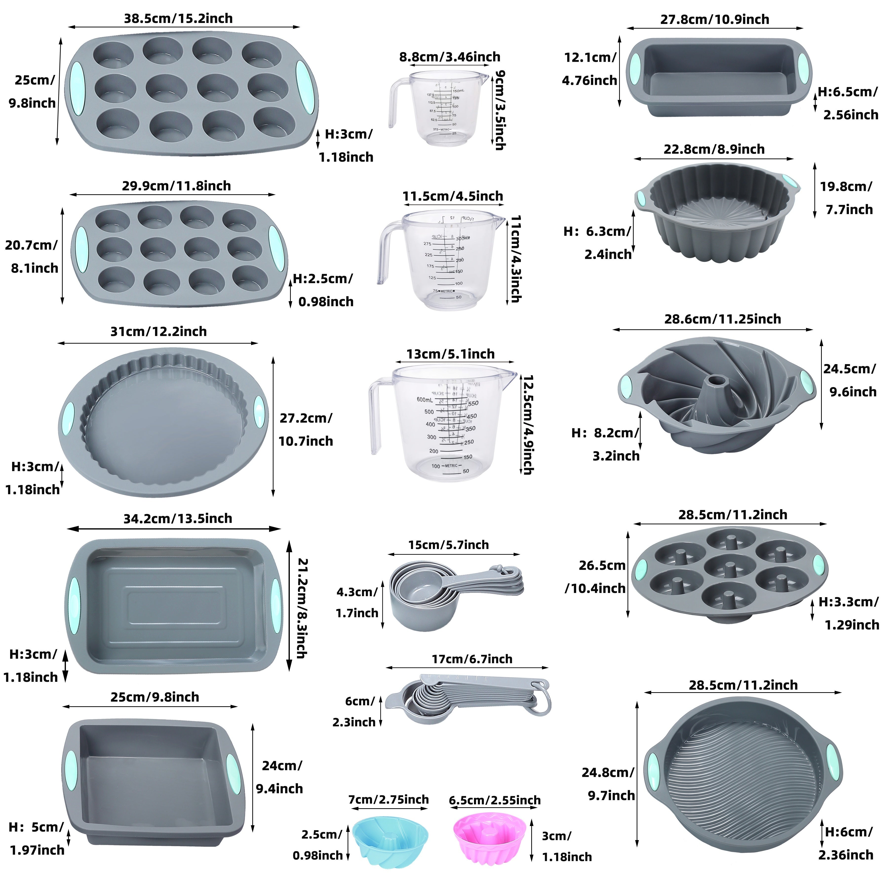 45-piece complete silicone baking set featuring non-stick pans measuring cups and kitchen utensils — view 4