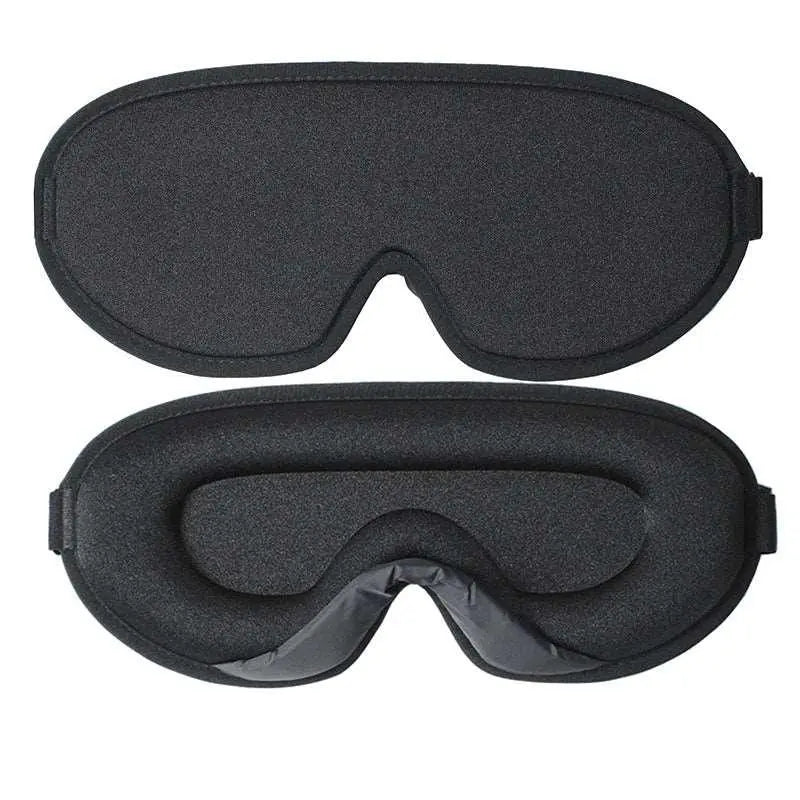 Black 3D contoured memory foam sleep mask with adjustable strap for total darkness — view 2