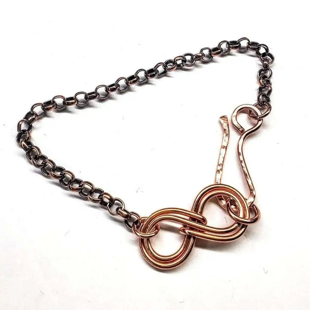 Wire Sculpted Copper Double Infinity Chain Bracelet-5