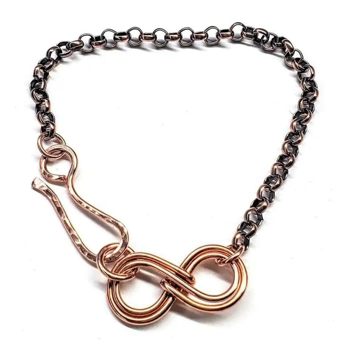 Wire Sculpted Copper Double Infinity Chain Bracelet-0