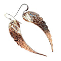 Copper Hammer Pattern Sculpted Angel Wings Earrings-0