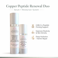 Copper Peptide Duo anti-aging serum and moisturizer bottles arranged together for a premium skincare routine