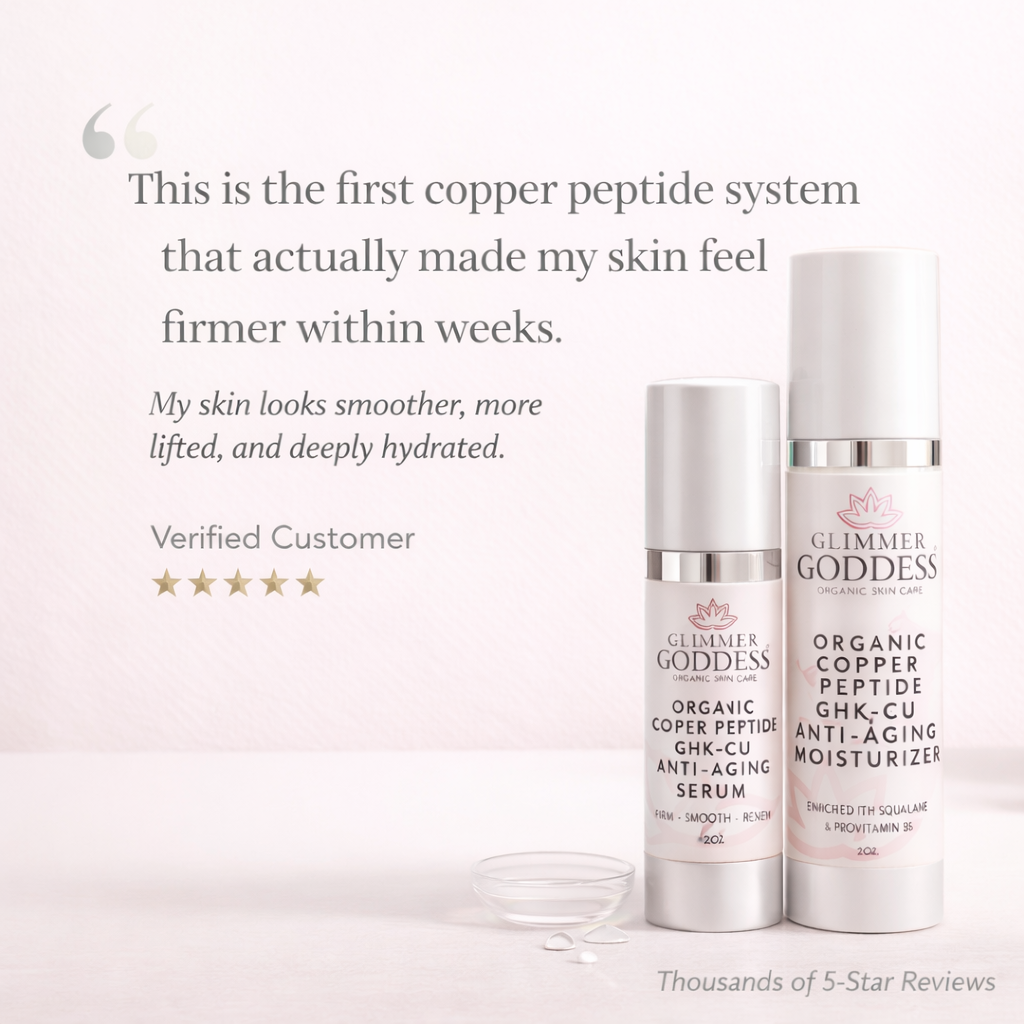 Copper Peptide Duo anti-aging serum and moisturizer bottles arranged together for a premium skincare routine — view 3