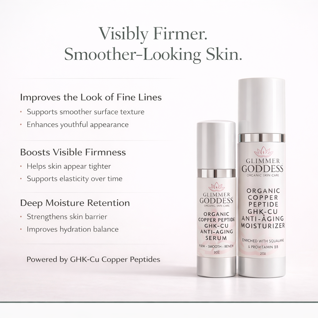 Copper Peptide Duo anti-aging serum and moisturizer bottles arranged together for a premium skincare routine — view 5