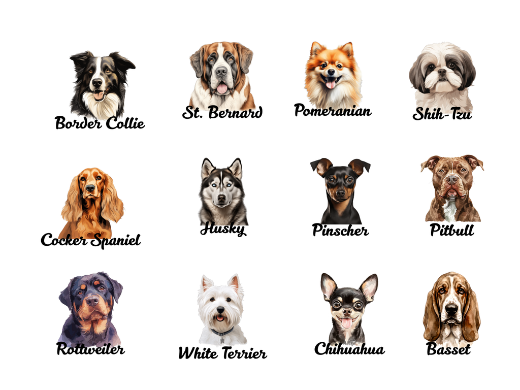 Double sided dog breed car air freshener hanging from rearview mirror in natural paper — view 3