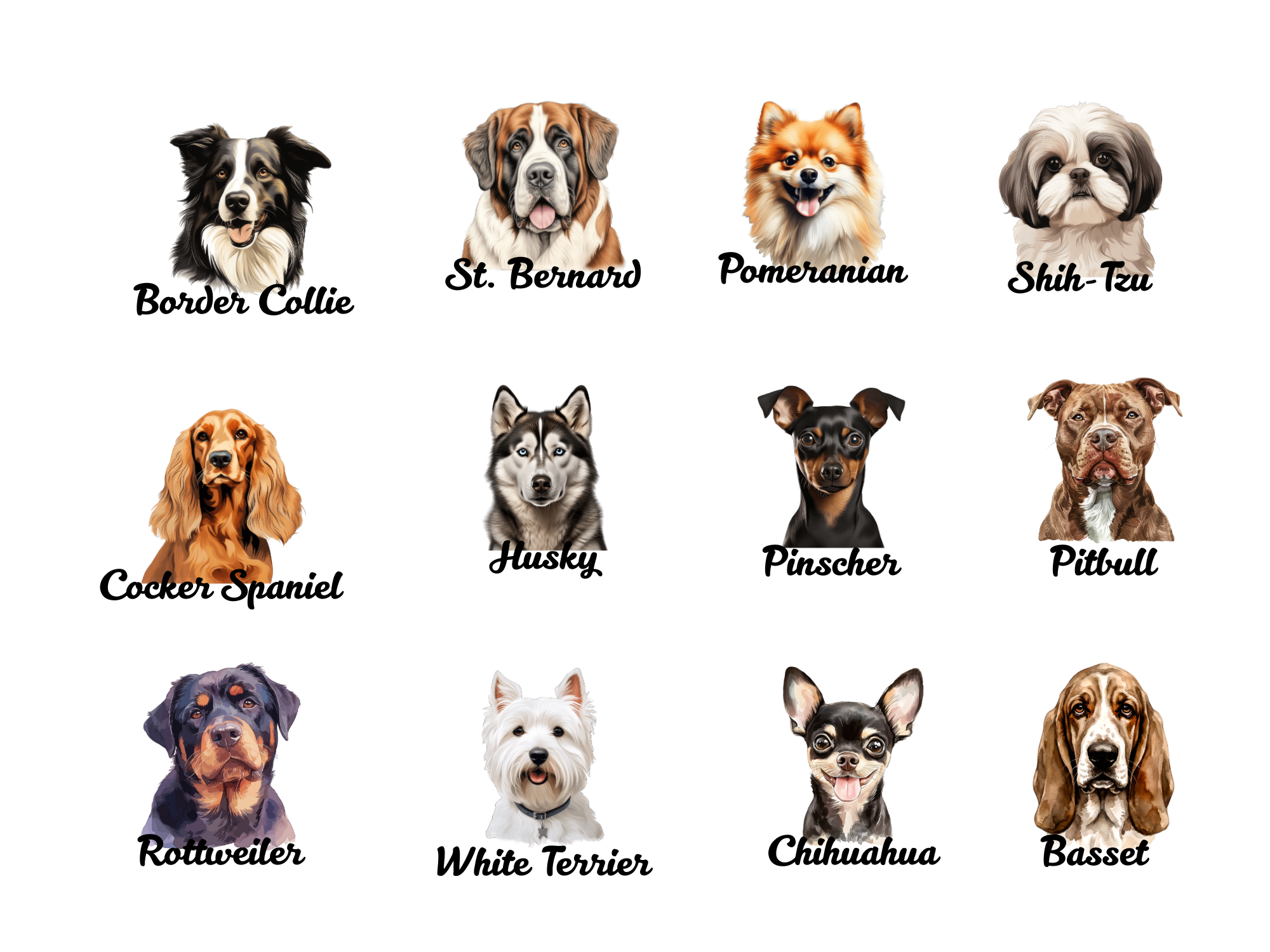 Double sided dog breed car air freshener hanging from rearview mirror in natural paper — view 3