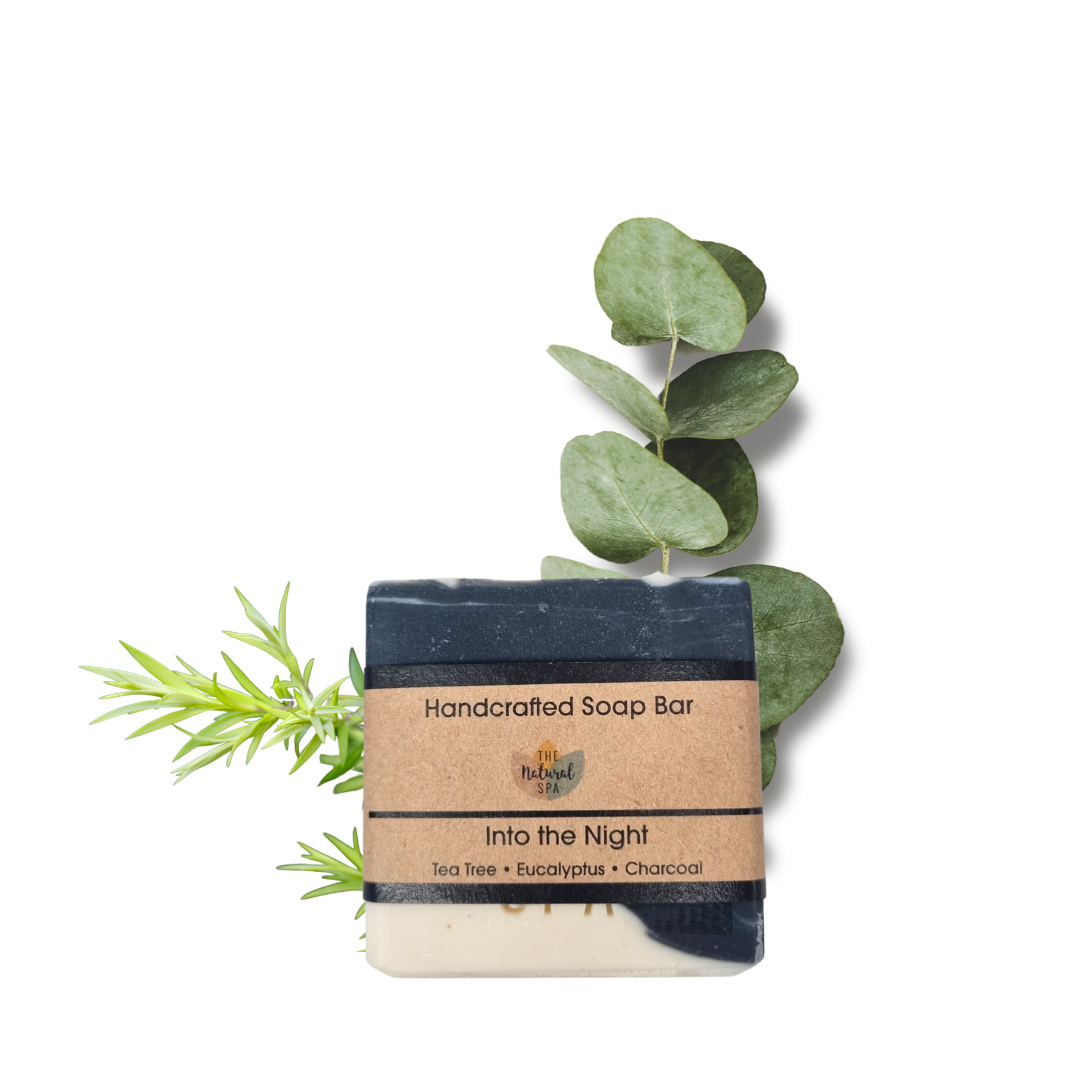 Handcrafted Into the Night charcoal bar soap infused with eucalyptus and tea tree oil — view 2