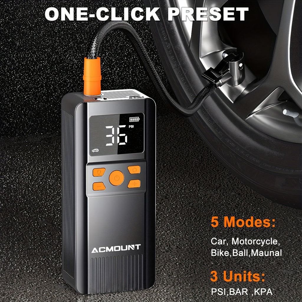 Cordless tire inflator and portable 150PSI air compressor with digital display gauge and LED light — view 4