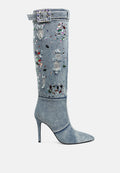 Cornik Multi Color Stones Denim Boots-0