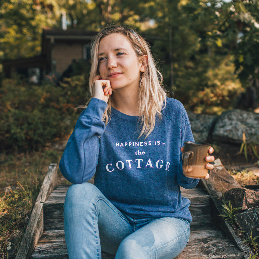 Women's Cottage Crew Sweatshirt, Heather Navy-2