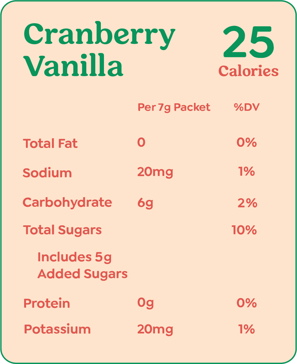 Cranberry Vanilla cocktail mix packet, premium holiday beverage blend in single serve packaging — view 5