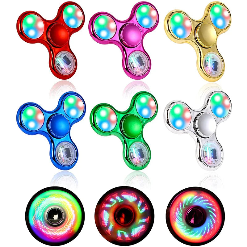 Luminous LED fidget spinner glowing in the dark crafted from lightweight ABS for stress relief — view 2