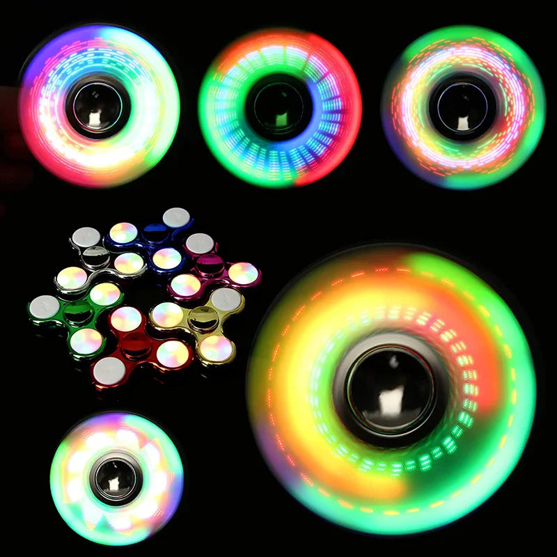 Luminous LED fidget spinner glowing in the dark crafted from lightweight ABS for stress relief — view 3