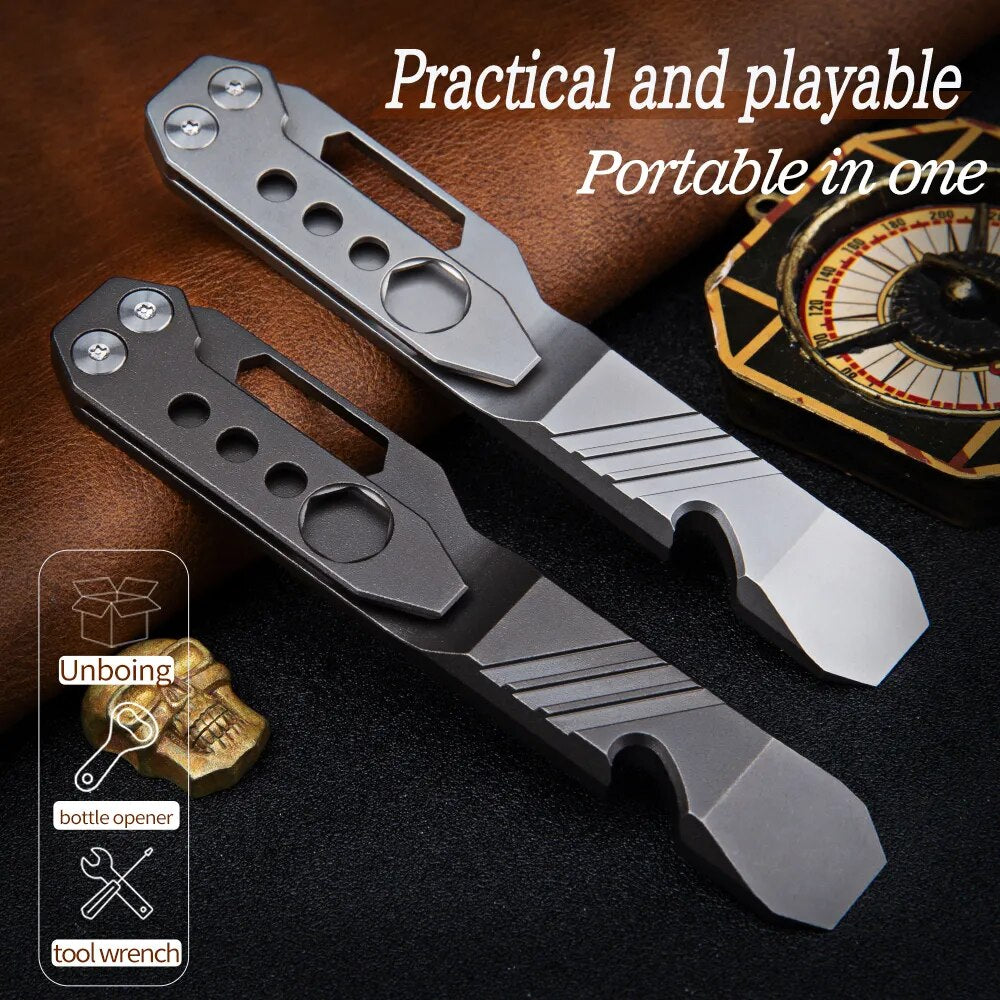 Titanium WARHERO crowbar wrench multitool with built-in bottle opener and corkscrew for everyday carry — view 3