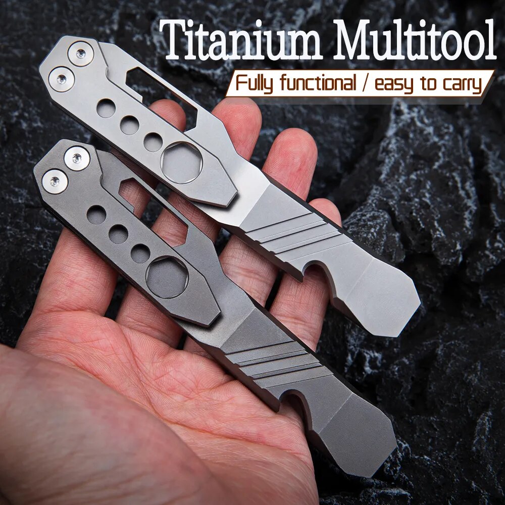 Titanium WARHERO crowbar wrench multitool with built-in bottle opener and corkscrew for everyday carry — view 4