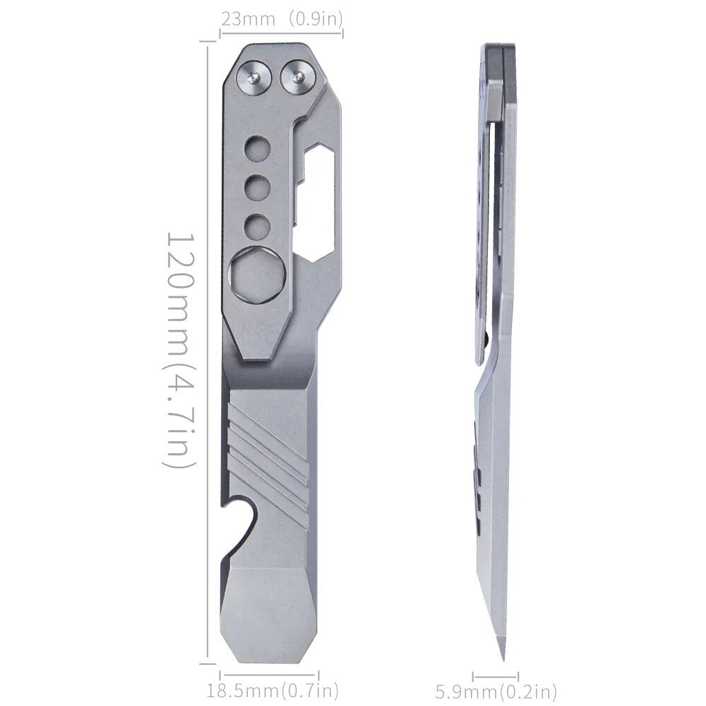 Titanium WARHERO crowbar wrench multitool with built-in bottle opener and corkscrew for everyday carry — view 2