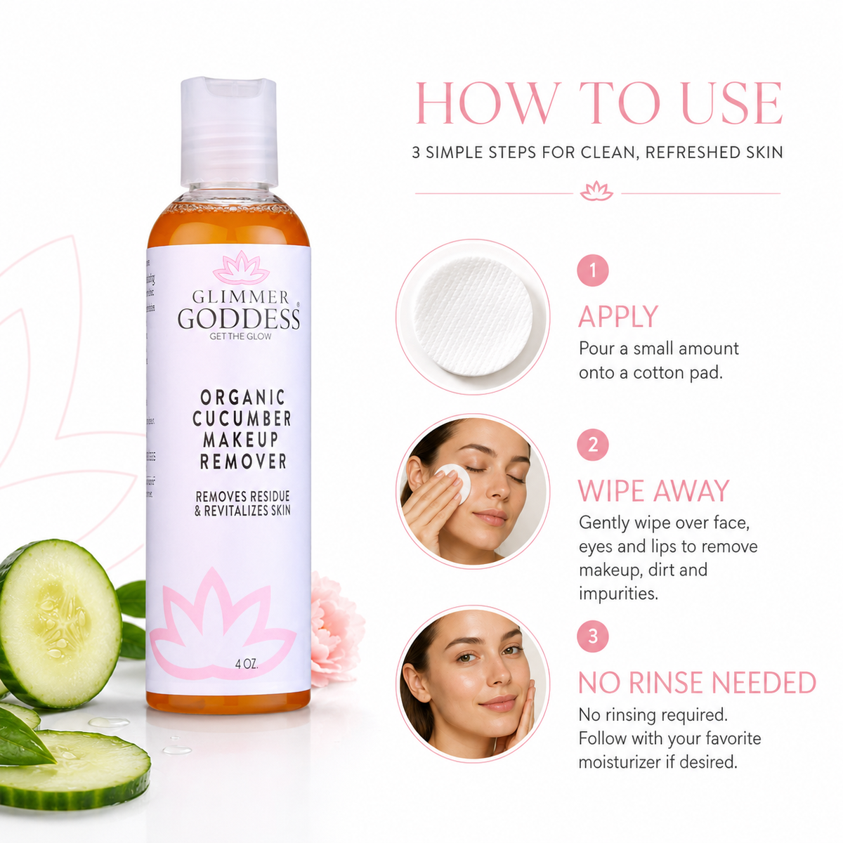 Organic Cucumber Makeup Remover – No Oily Residue-3