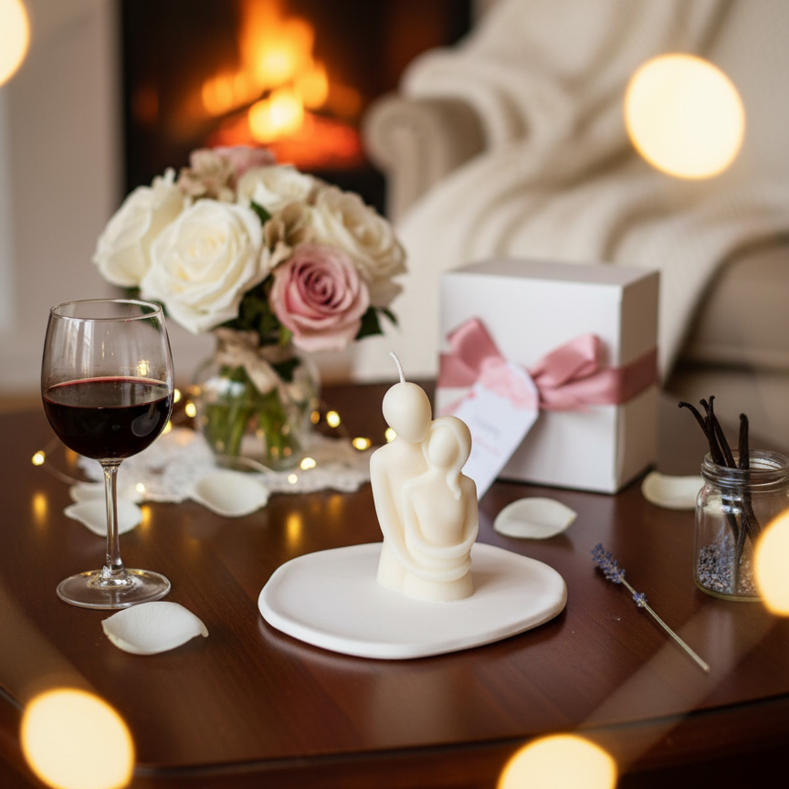 Romantic Cuddling Couple Candle-2