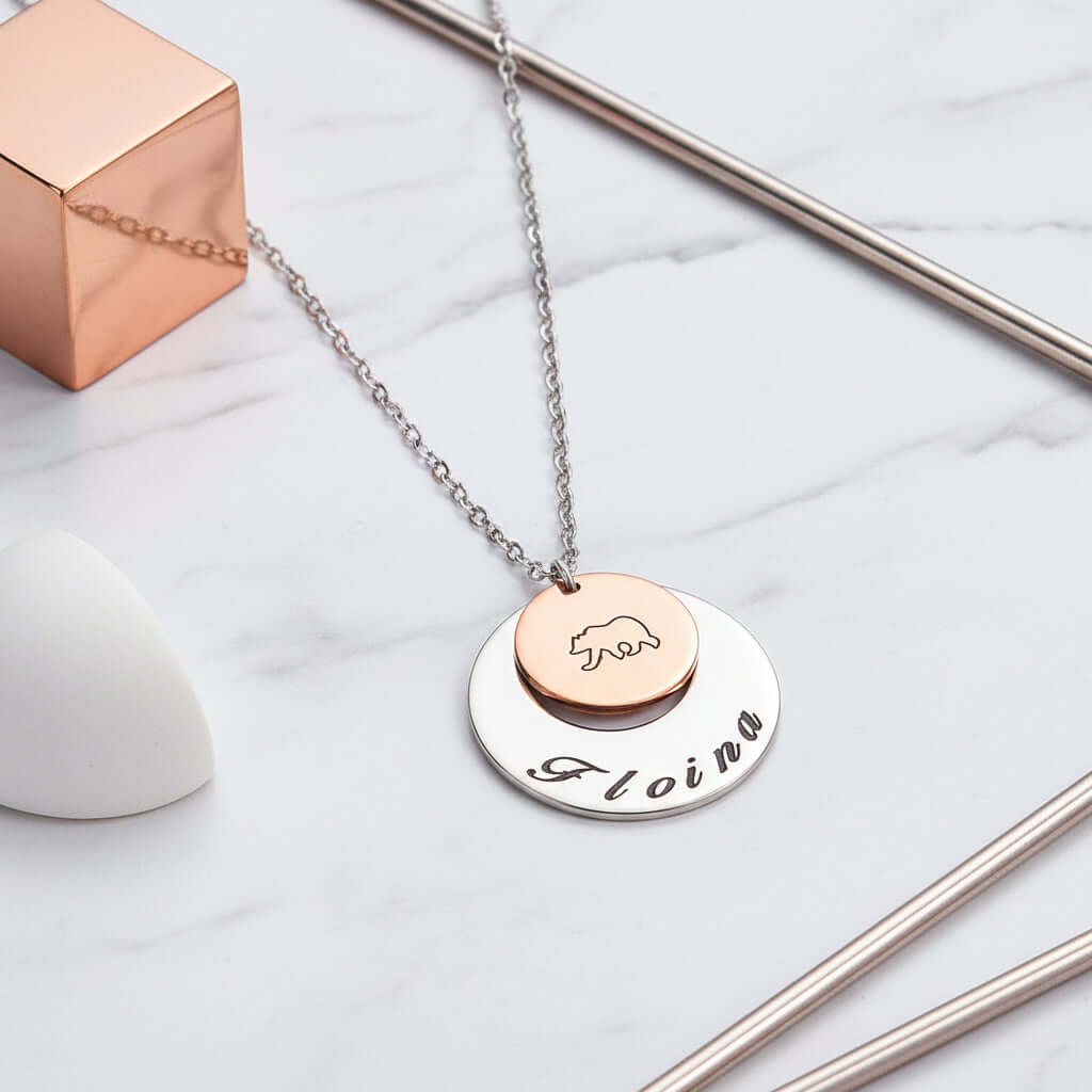 Custom photo name necklace in stainless steel featuring personalized picture pendant and adjustable chain — view 2
