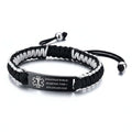 Custom engraved braided bracelet with black stainless steel curved plate and woven rope band