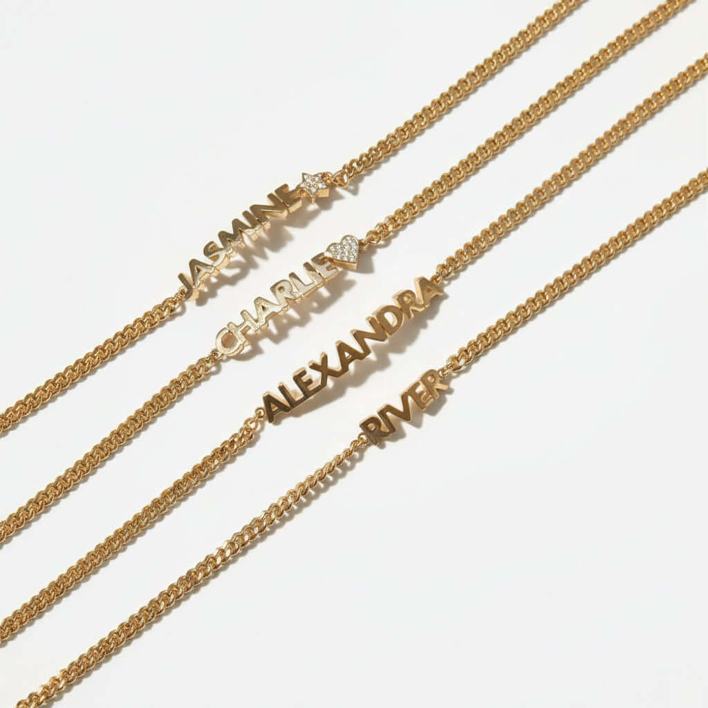 Custom engraved name bracelet in polished stainless steel displayed as an elegant personalized jewelry piece — view 4